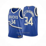 Maglia Milwaukee Bucks Giannis Antetokounmpo #34 Citta 2024-25 Blu