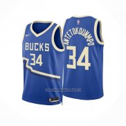 Maglia Milwaukee Bucks Giannis Antetokounmpo #34 Citta 2024-25 Blu