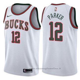 Maglia Milwaukee Bucks Jabari Parker NO 12 Return To The Mecca Classic 2017-18 Bianco