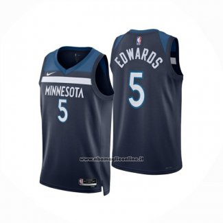 Maglia Minnesota Timberwolves Anthony Edwards No 5 Icon 2024-25 Blu