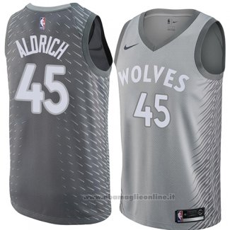 Maglia Minnesota Timberwolves Cole Aldrich NO 45 Citta 2018 Grigio