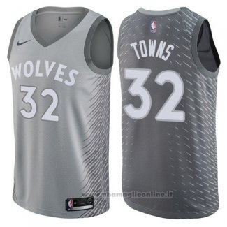 Maglia Minnesota Timberwolves Towns NO 32 Citta 2017-18 Grigio