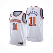 Maglia New York Knicks Jalen Brunson No 11 Association 2024-25 Bianco