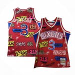 Maglia Philadelphia 76ers Allen Iverson #3 Slap Sticker Mitchell & Ness 1996-97 Rosso