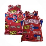 Maglia Philadelphia 76ers Allen Iverson #3 Slap Sticker Mitchell & Ness 1996-97 Rosso