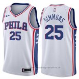 Maglia Philadelphia 76ers Ben Simmons NO 25 Association 2017-18 Bianco