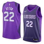 Maglia Phoenix Suns Deandre Ayton NO 22 Citta 2017-18 Viola