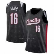 Maglia Portland Trail Blazers Hansen Yang No 16 Citta 2024-25 Nero