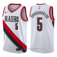 Maglia Portland Trail Blazers Pat Connaughton NO 5 Swingman Association 2017-18 Bianco