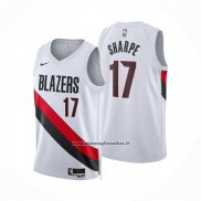 Maglia Portland Trail Blazers Shaedon Sharpe No 17 Association 2025-26 Bianco