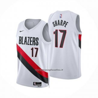 Maglia Portland Trail Blazers Shaedon Sharpe No 17 Association 2025-26 Bianco