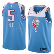 Maglia Sacramento Kings De'aaron Fox NO 5 Citta 2018 Blu