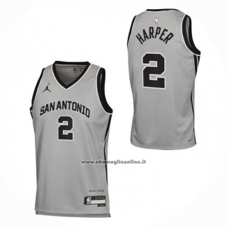 Maglia San Antonio Spurs Dylan Harper No 2 Statement 2025-26 Grigio