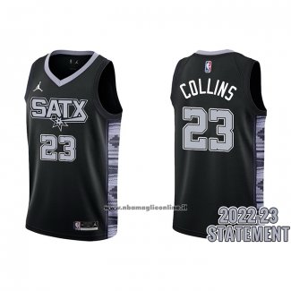 Maglia San Antonio Spurs Zach Collins #23 Statement 2022-23 Nero