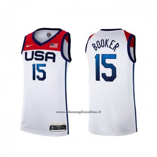 Maglia USA 2021 Devin Booker #15 Bianco