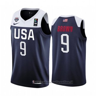 Maglia USA Jaylen Brown NO 9 2019 FIBA Basketball World Cup Blu