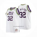 Maglia Utah Jazz Karl Malone No 32 Mitchell & Ness 1991-92 Bianco