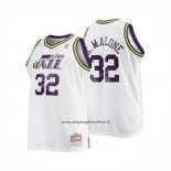 Maglia Utah Jazz Karl Malone No 32 Mitchell & Ness 1991-92 Bianco