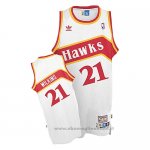 Maglia Atlanta Hawks Dominique Wilkins NO 21 Throwback Bianco