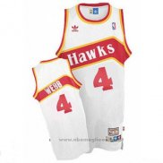 Maglia Atlanta Hawks Spud Webb NO 4 Throwback Bianco