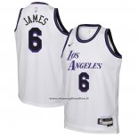 Maglia Bambino Los Angeles Lakers LeBron James #6 Citta 2022-23 Bianco