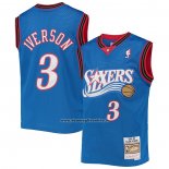 Maglia Bambino Philadelphia 76ers Allen Iverson #3 Mitchell & Ness 1999-00 Blu