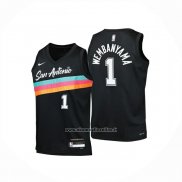 Maglia Bambino San Antonio Spurs Victor Wembanyama No 1 Citta 2025-26 Nero