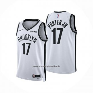 Maglia Brooklyn Nets Michael Porter Jr. No 17 Association 2025-26 Bianco