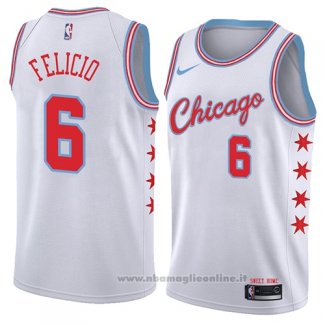 Maglia Chicago Bulls Cristiano Felicio NO 6 Citta 2018 Bianco