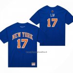 Maglia Corta Manga New York Knicks Jeremy Lin No 17 Blu