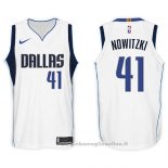Maglia Dallas Mavericks Dirk Nowitzki NO 41 2017-18 Bianco