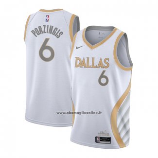 Maglia Dallas Mavericks Kristaps Porzingis #6 Citta 2020-21 Bianco