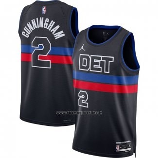 Maglia Detroit Pistons Cade Cunningham #2 Statement 2022-23 Nero