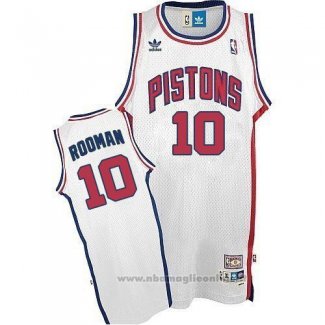 Maglia Detroit Pistons Dennis Rodman NO 10 Throwback Bianco