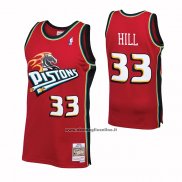 Maglia Detroit Pistons Grant Hill #33 Mitchell & Ness 1999-00 Rosso