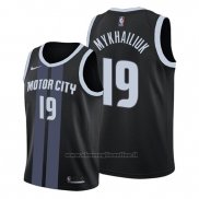 Maglia Detroit Pistons Svi Mykhailiuk NO 19 Citta Nero