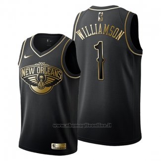 Maglia Golden Edition New Orleans Pelicans Zion Williamson NO 1 Nero