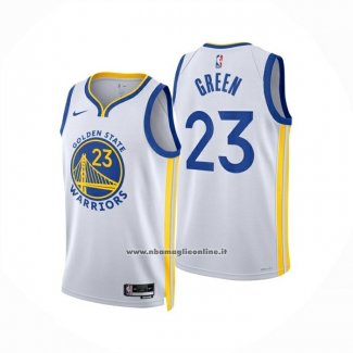 Maglia Golden State Warriors Draymond Green No 23 Association 2024-25 Bianco