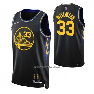 Maglia Golden State Warriors James Wiseman #33 Citta 2021-22 Nero