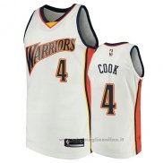 Maglia Golden State Warriors Quinn Cook NO 4 2009-10 Hardwood Classics Bianco