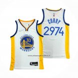 Maglia Golden State Warriors Stephen Curry 2974th 3 Points Bianco