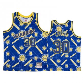 Maglia Golden State Warriors Stephen Curry #30 Hardwood Classics Tear Up Pack Blu