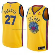 Maglia Golden State Warriors Zaza Pachulia NO 27 Citta 2018 Giallo