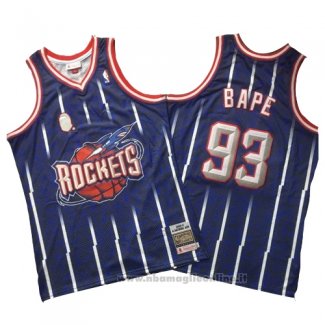 Maglia Houston Rockets Bape NO 93 Throwback Blu