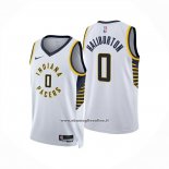 Maglia Indiana Pacers Tyrese Haliburton No 0 Association 2024-25 Bianco