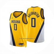 Maglia Indiana Pacers Tyrese Haliburton No 0 Statement 2024-25 Giallo