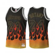 Maglia Los Angeles Lakers Kobe Bryant #24 Flames Nero