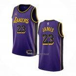 Maglia Los Angeles Lakers LeBron James #23 Statement 2022-23 Viola
