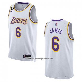 Maglia Los Angeles Lakers LeBron James #6 Association 2022-23 Bianco