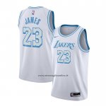Maglia Los Angeles Lakers Lebron James #23 Citta 2020-21 Bianco